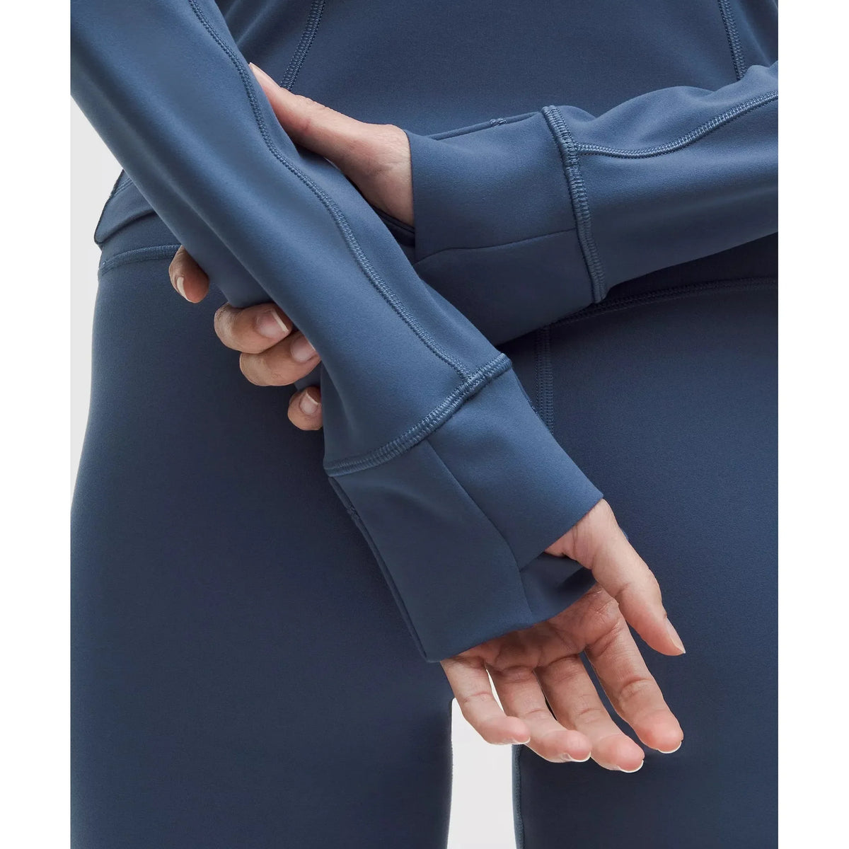 Lululemon Women's Define Cropped Jacket Nulu in Blue Twill/Gold/Gold