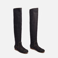 Chanel Blue Denim Knee High Boots