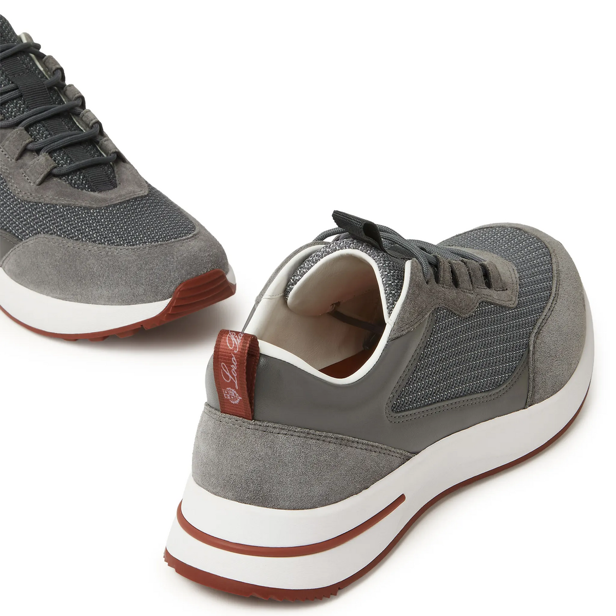 Loro Piana Week End Walk Light Urban Stone Suede Mesh Sneaker