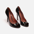 Bottega Veneta Black Patent Peep Toe Pumps