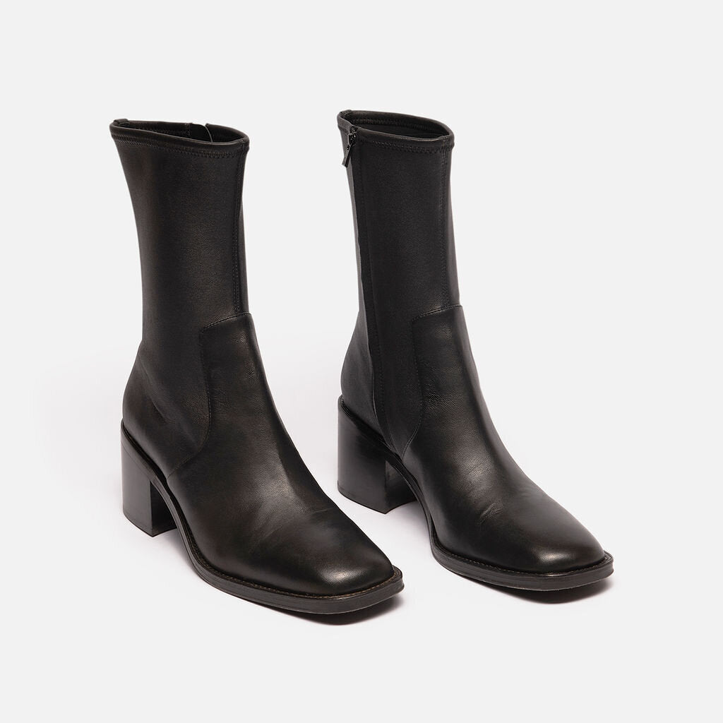 Loeffler Randall Black Leather Mid Calf Boots