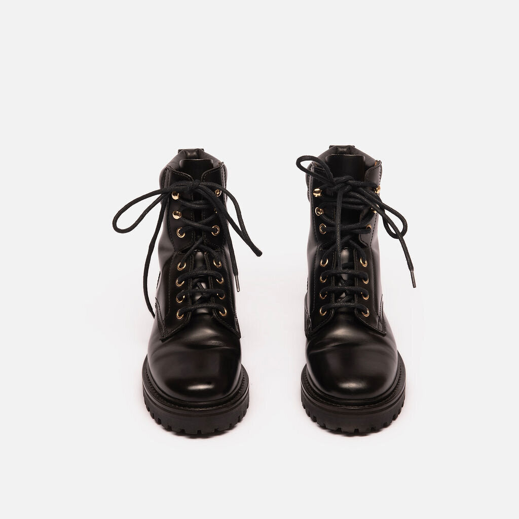 Isabel Marant Black Leather Lace-Up Boot