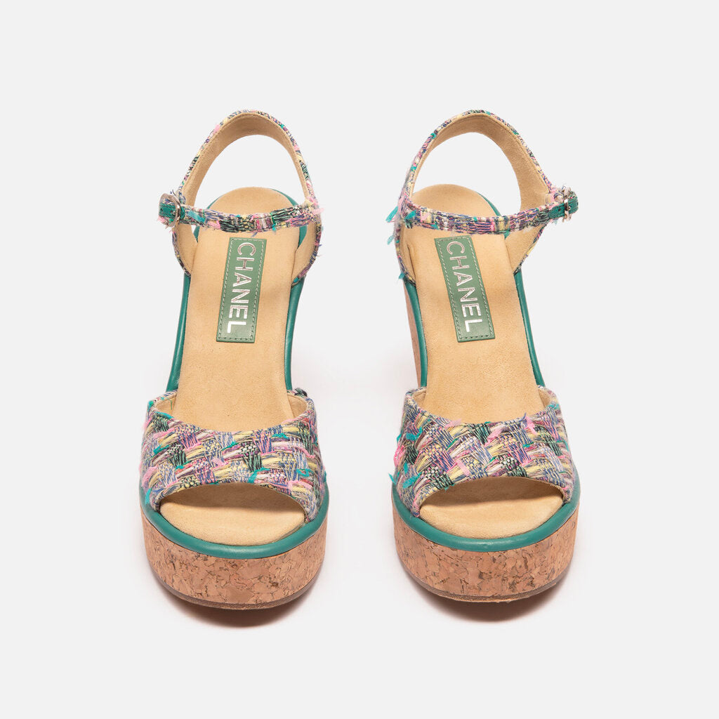 Chanel Tweed & Cork Wedges