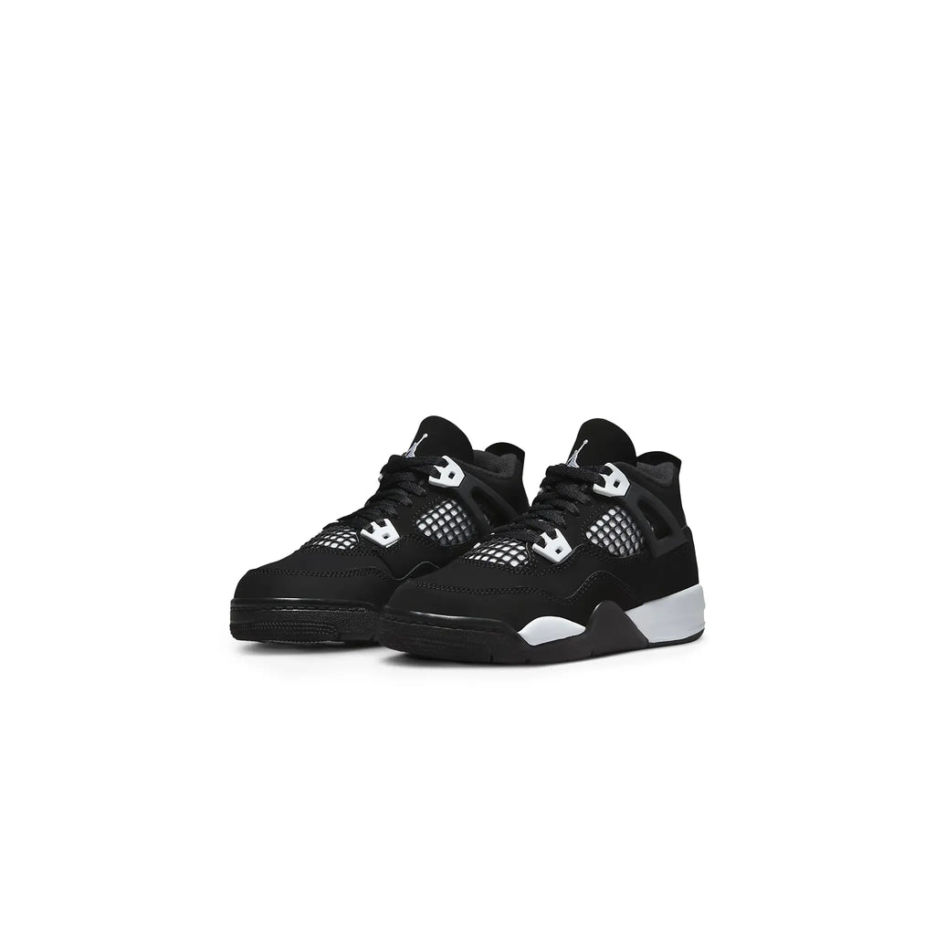 Air Jordan 4 Retro White Thunder (PS) Sneakers - Black