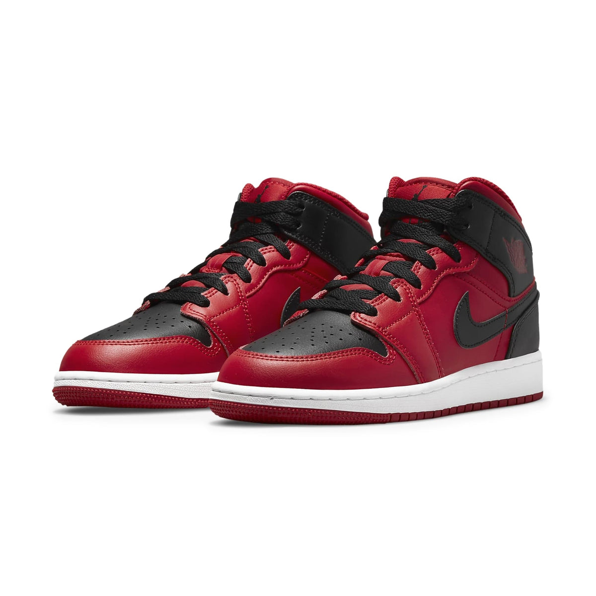 Air Jordan 1 Mid Reverse Bred (GS) Sneakers - Red