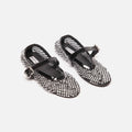Alaia Black Mesh Rhinestone Flats