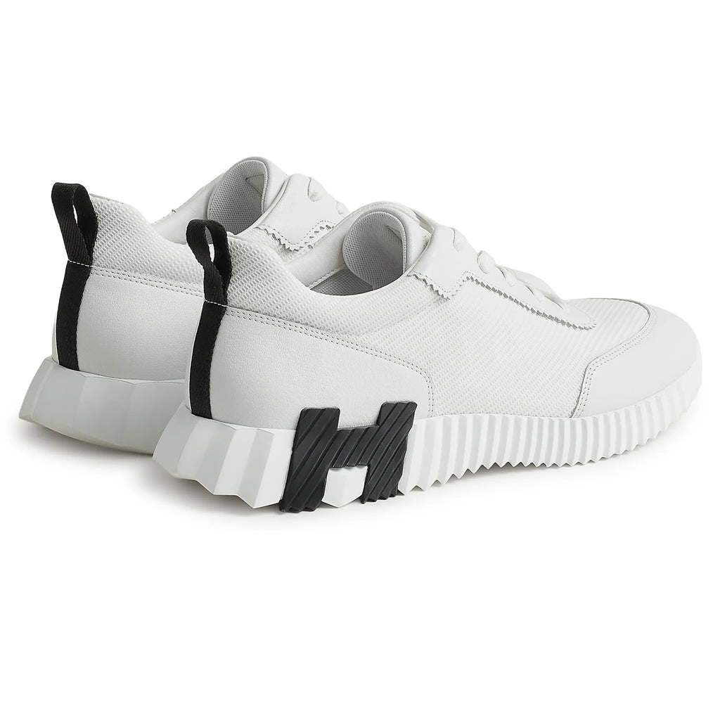 Hermes Paris Bouncing Mesh Leather Sneaker Blanc