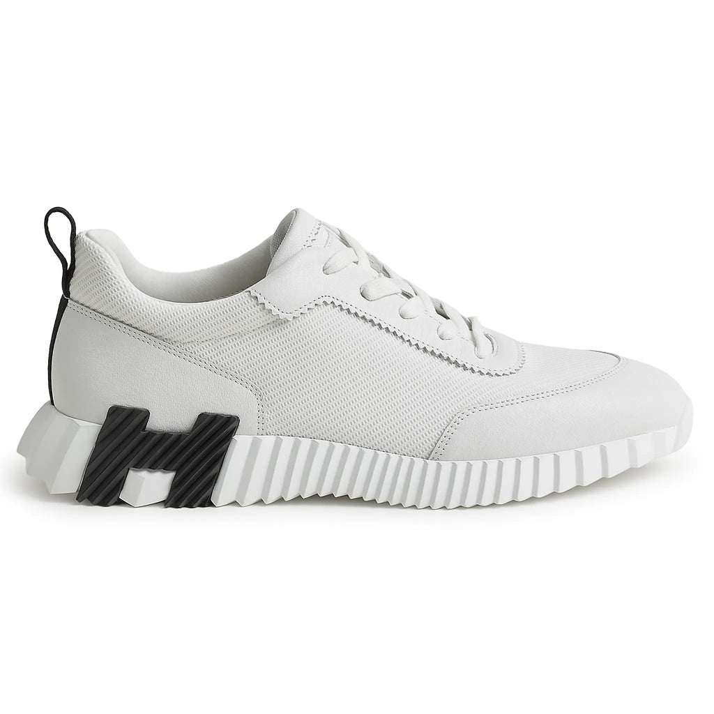Hermes Paris Bouncing Mesh Leather Sneaker Blanc