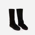 Chanel Black Suede Shearling Lined Boots