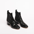 Valentino Black Patent Leather Gold Rockstud Booties