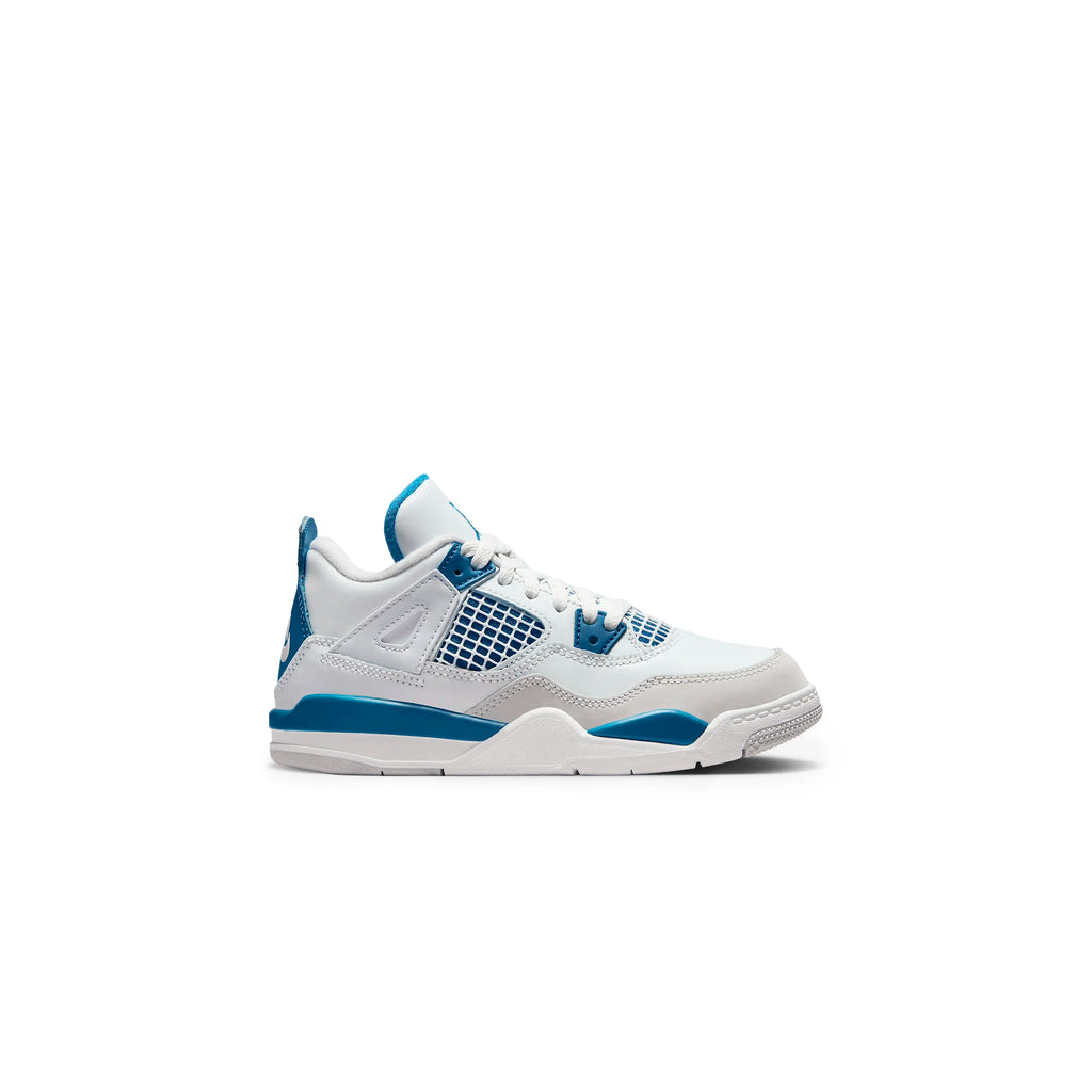 Air Jordan 4 Retro Military Blue (PS) Sneakers - White