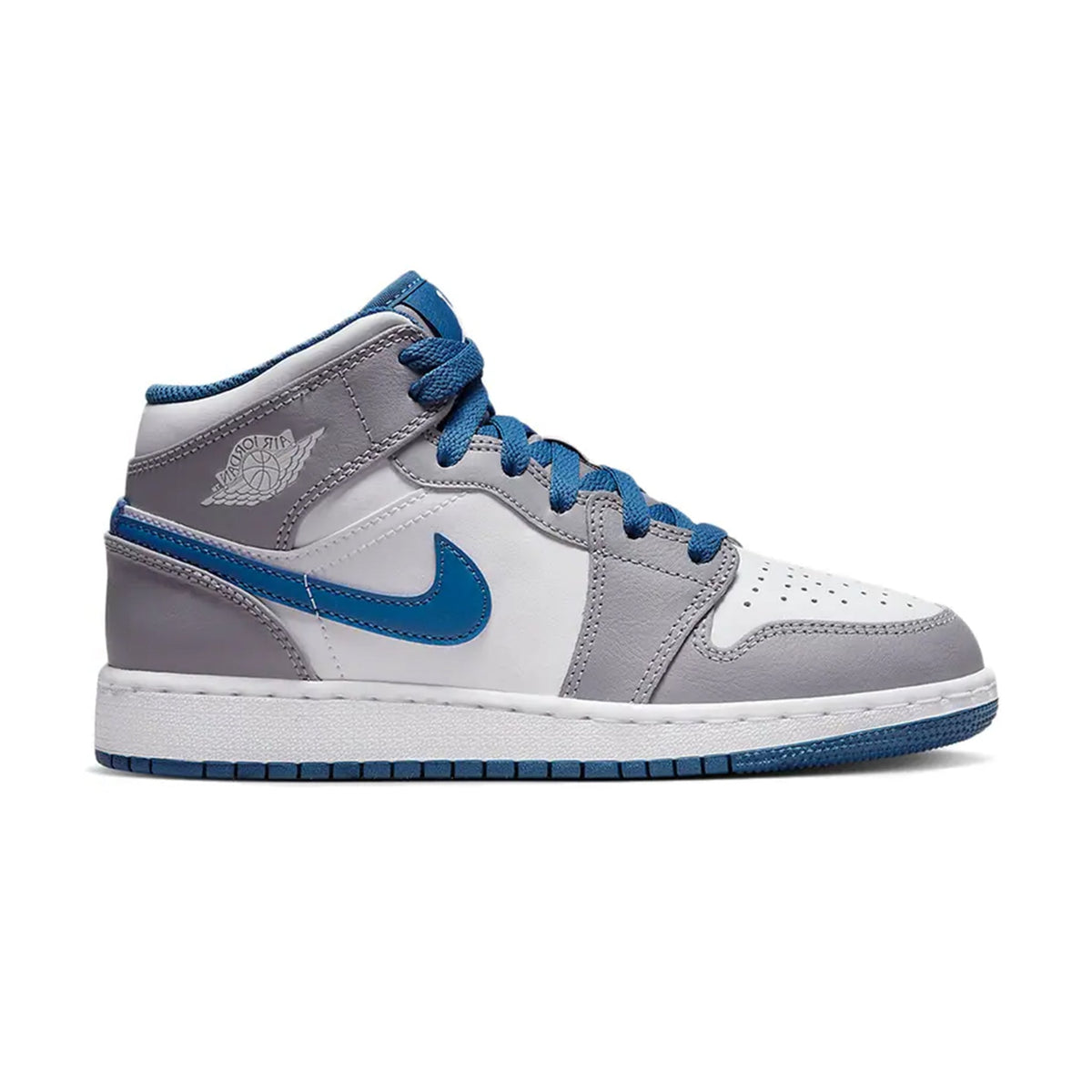 Air Jordan 1 Mid True Blue Cement (GS) Sneakers - Grey
