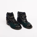 Chanel Green/Blue Tweed Chain Boot (As Is)