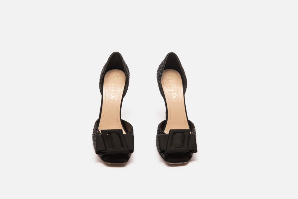 Christian Dior Christain Dior Black Suede Embellished Peep-Toe Pumps
