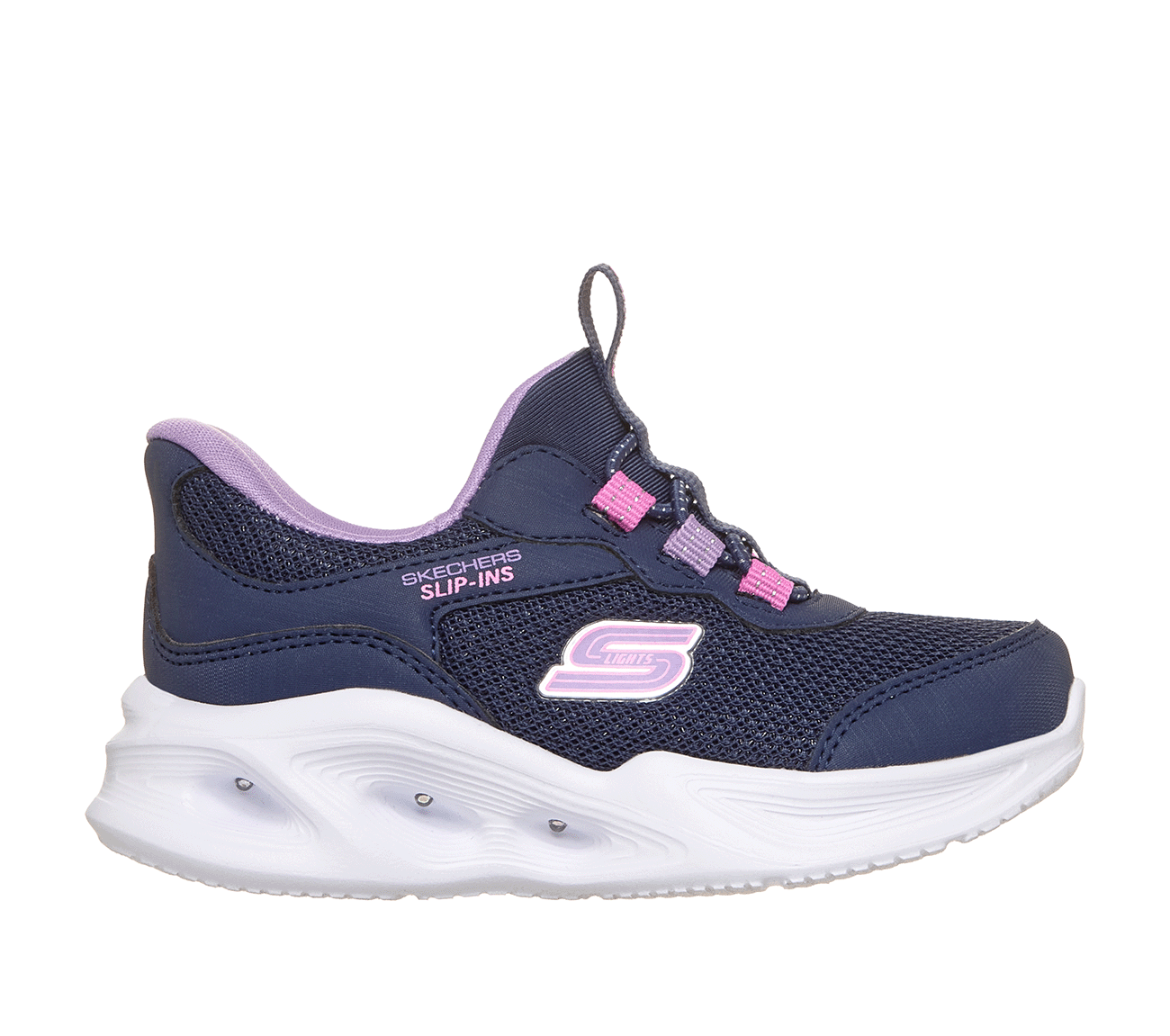 Skechers Slip-ins S-Lights: Sola Glow - Neon Dash, NAVY / MULTI