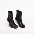 Alexander McQueen Black Leather Silver Heel Boot