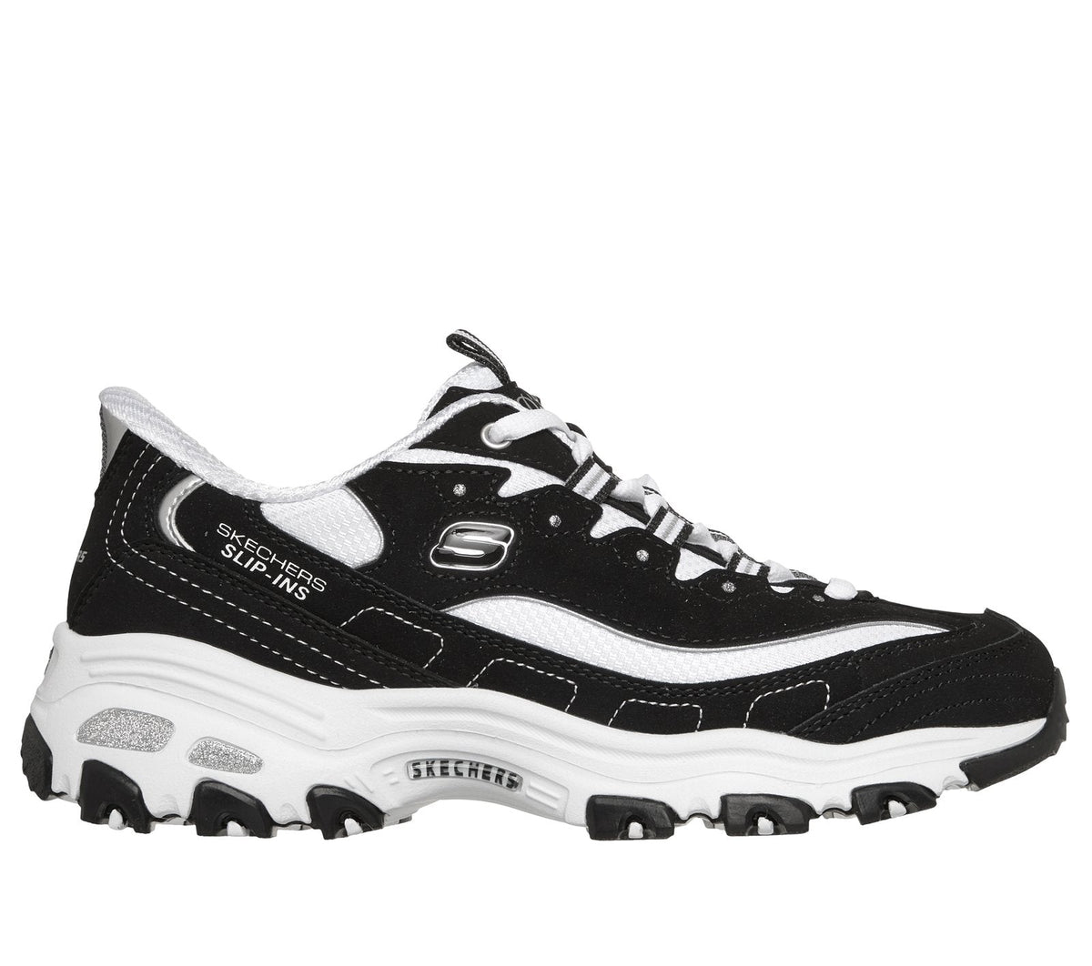 Skechers Slip-ins: D'Lites - Fan Girl, BLACK / WHITE