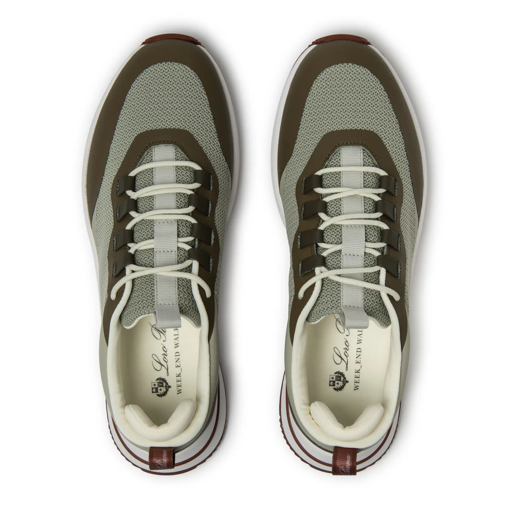 Loro Piana Week End Walk Frost Dark Green Linen Mesh Sneaker