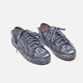 Fendi Blue Frayed Denim Trainers