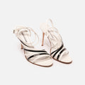 Manolo Blahnik B&W Strappy Patent Heels
