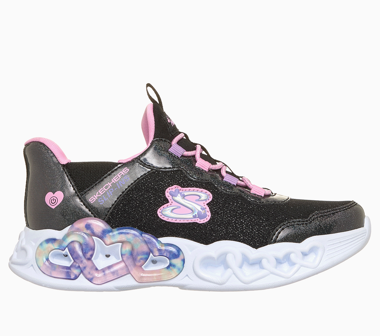 Skechers Slip-ins: Infinite Heart Lights - Sparkle Heart, BLACK / MULTI