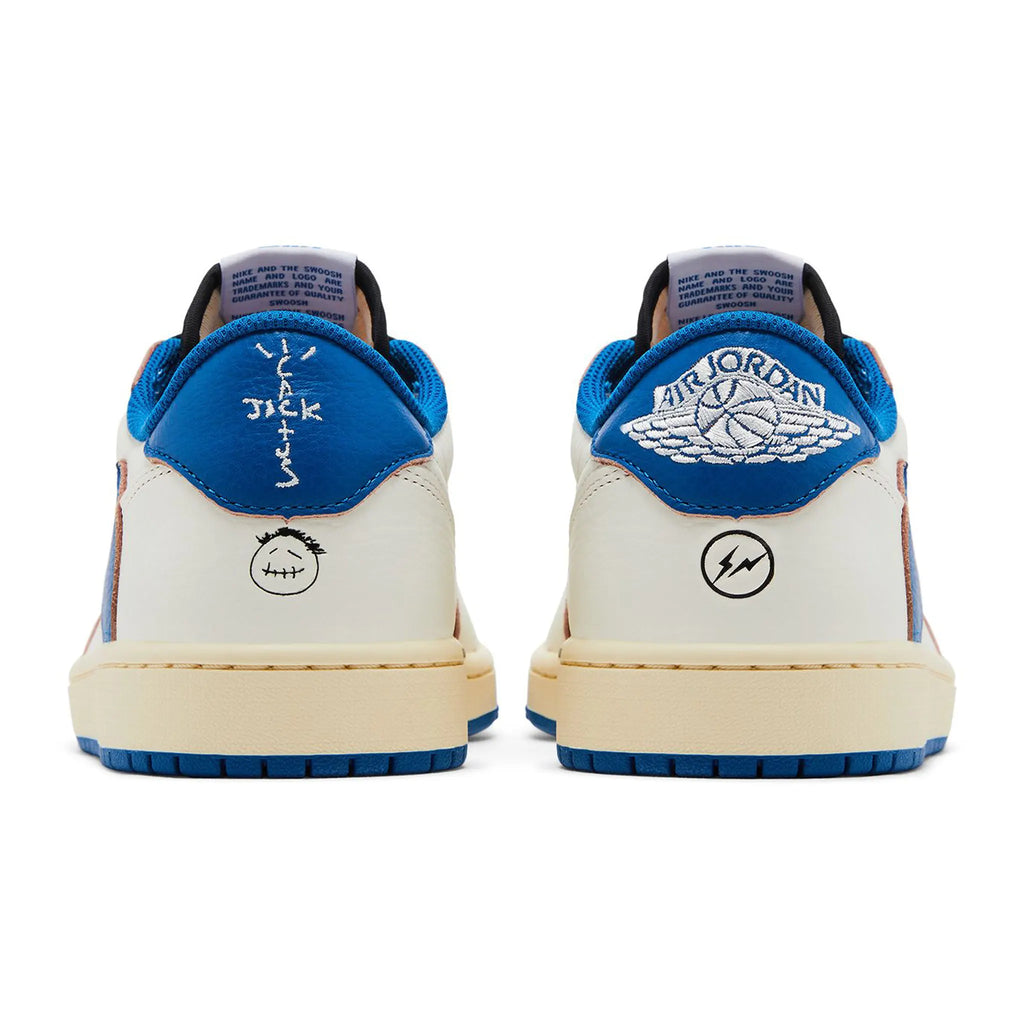 Fragment Design x Travis Scott x Air Jordan 1 Retro Low OG SP Sail Military Blue Sneakers