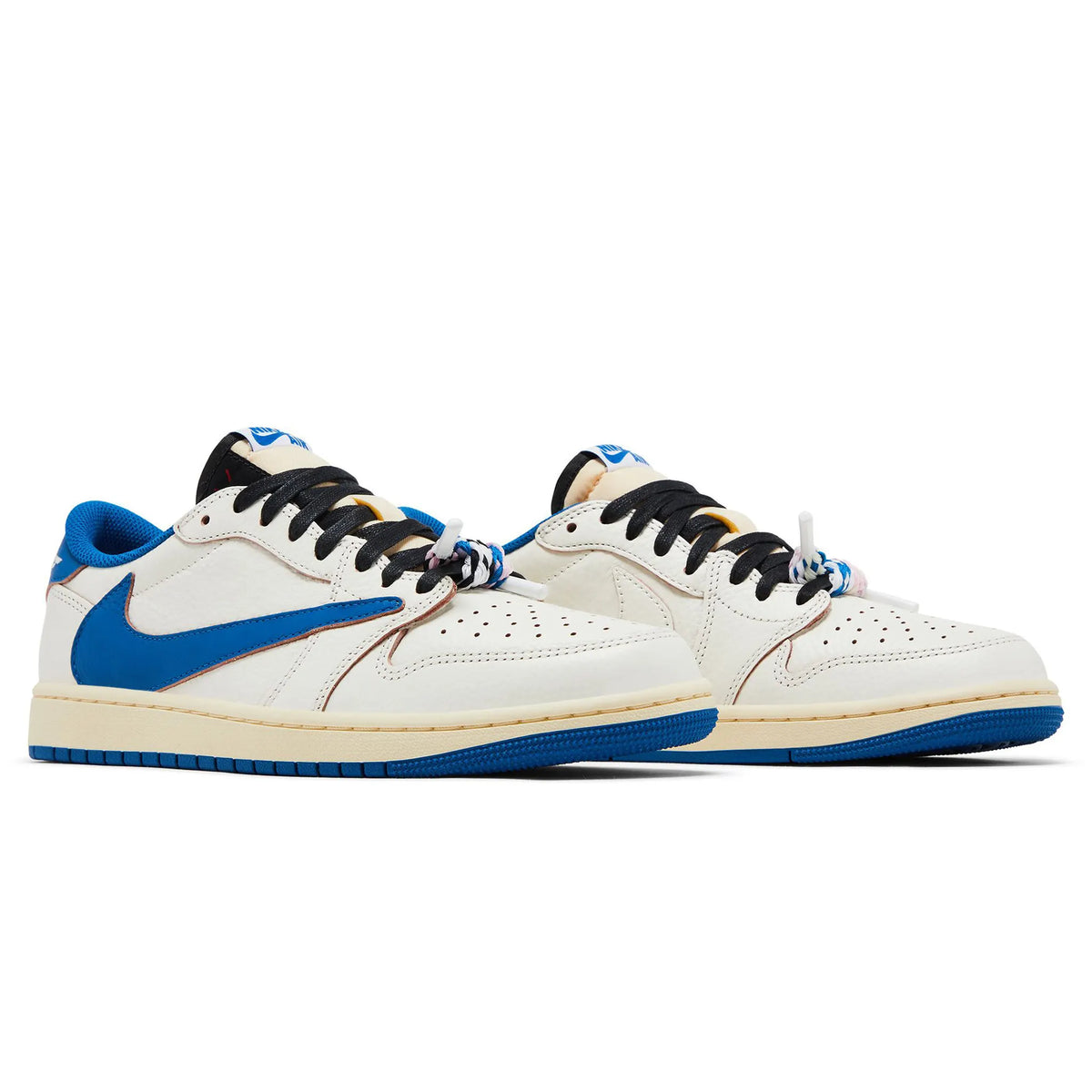 Fragment Design x Travis Scott x Air Jordan 1 Retro Low OG SP Sail Military Blue Sneakers