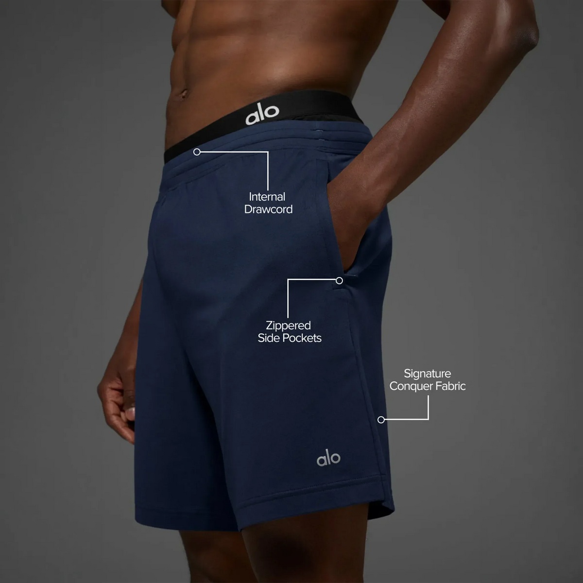 Alo Yoga 7inch Conquer React Performance Navy Shorts
