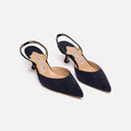 Manolo Blahnik Navy Suede Slingback Heels