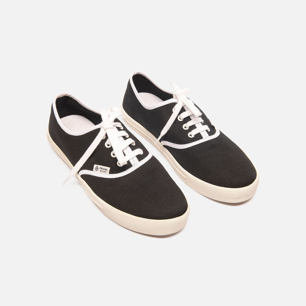 Prada Black Cotton Low-Top Sneakers