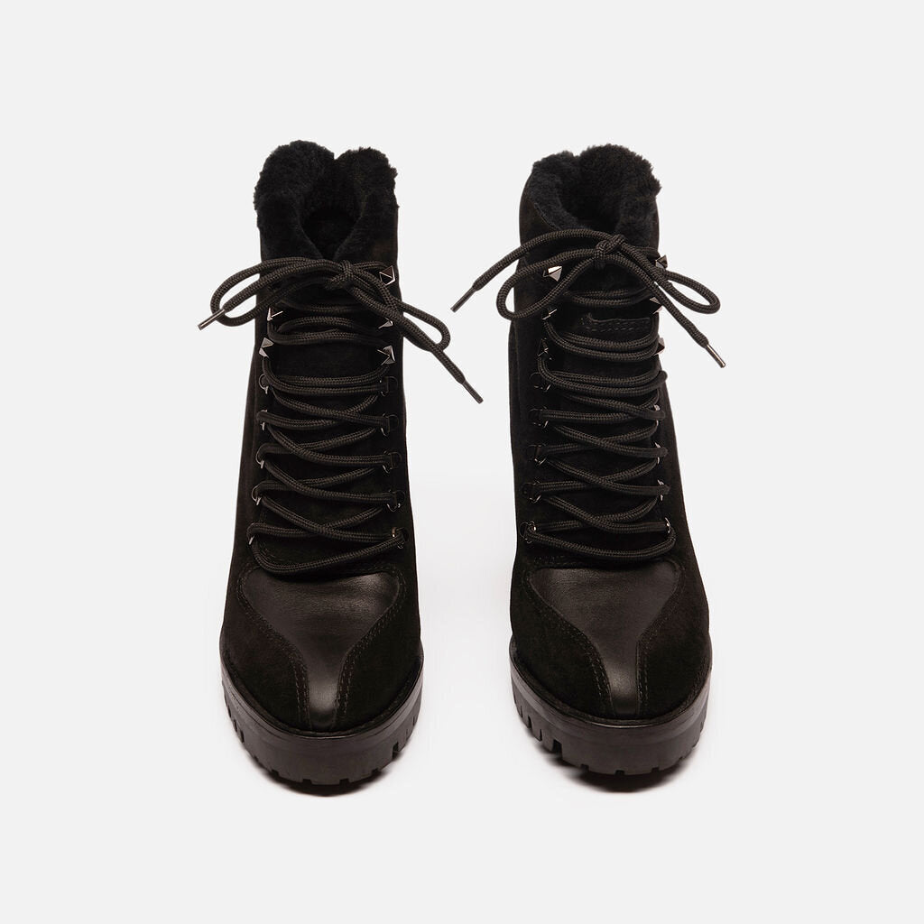 Valentino Black Suede Platform Ankle Boot
