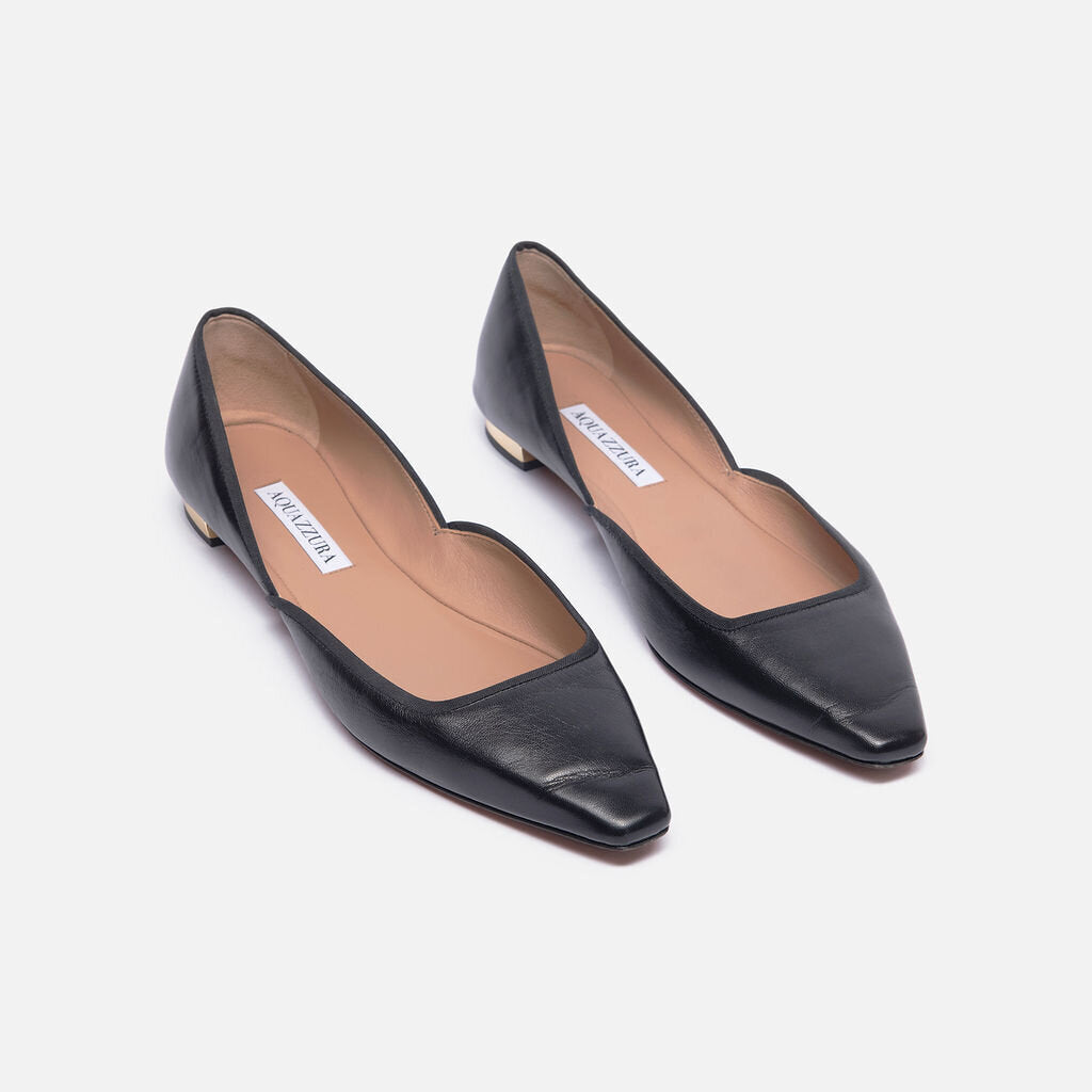 Aquazzura Black Leather Ballet Flats