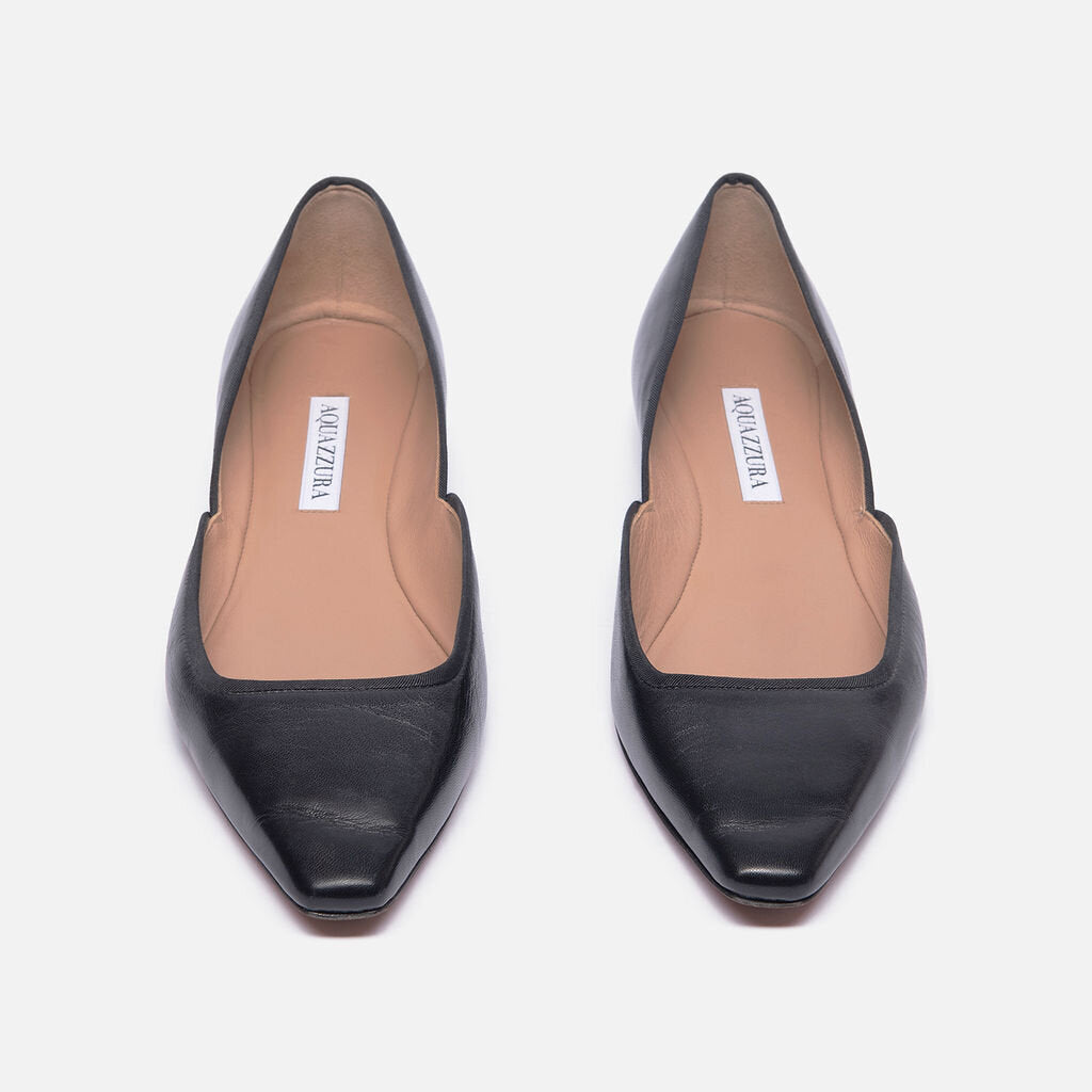 Aquazzura Black Leather Ballet Flats