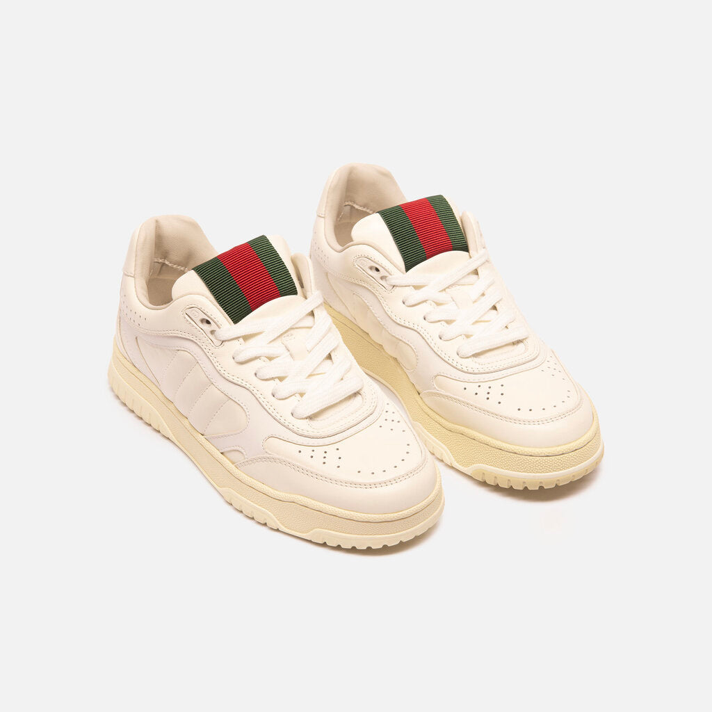 Gucci Off-White Leather Web Sneakers
