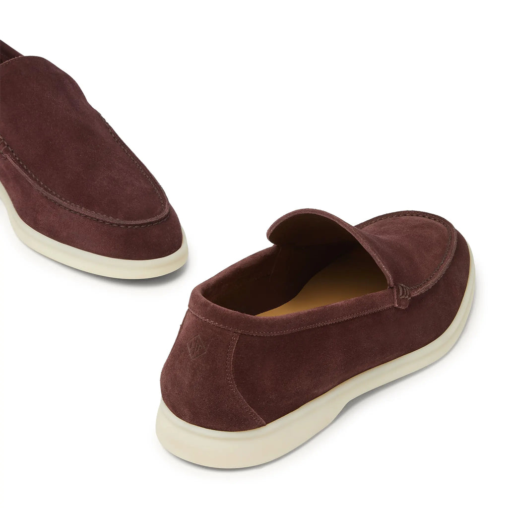 Loro Piana Summer Walk Suede Very Dark Maroon Loafers