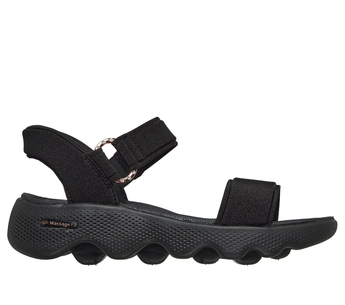 Skechers Slip-ins: GO WALK Massage Fit Sandal - Darcy, BLACK / ROSE GOLD