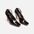Alaia Black Patent Ankle Strap Pumps