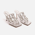 Bottega Veneta Silver Leather Braided Heels