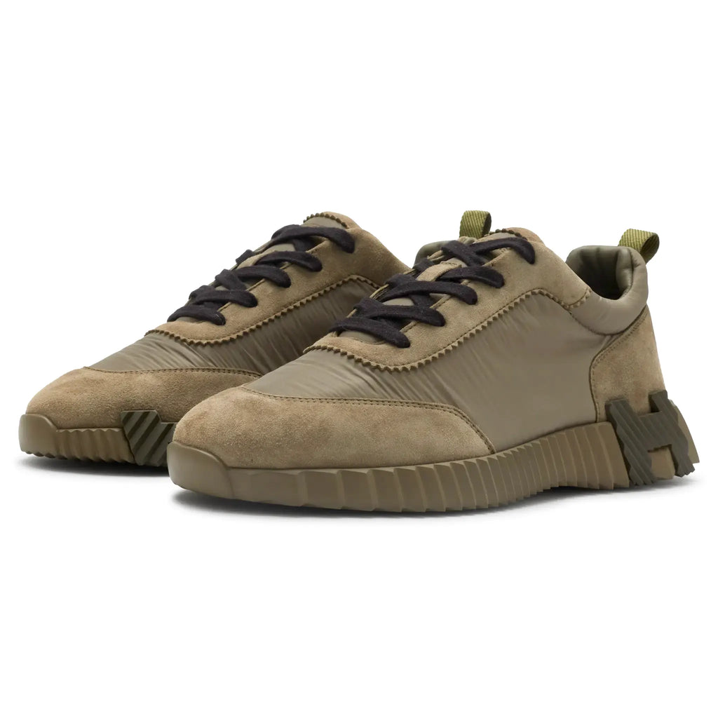 Hermes Paris Bouncing Nylon Suede Sneaker Vert Tundra