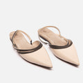 Brunello Cucinelli White Beaded Leather Slingback Flat