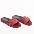 Chanel Red Leather & Satin Tropiconic Chain Slides