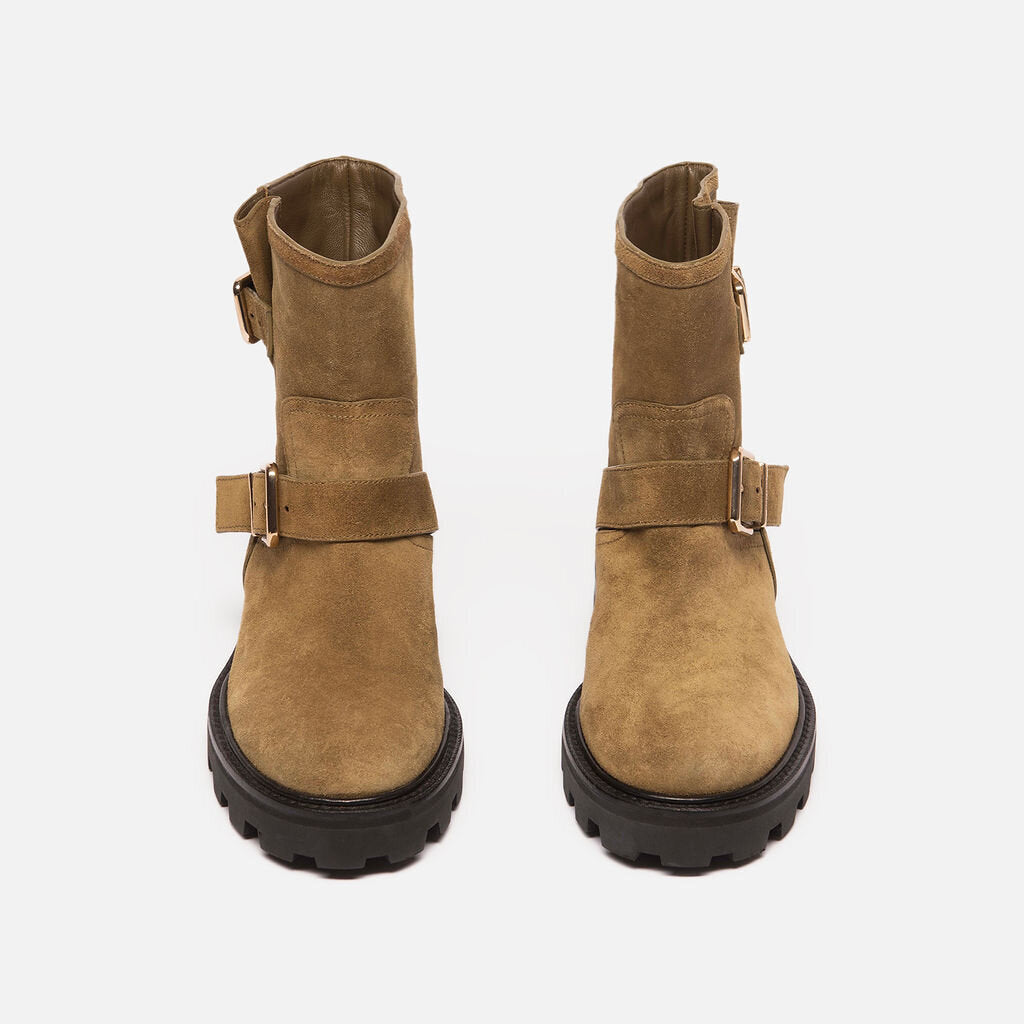 Jimmy Choo Green Suede Biker Boot