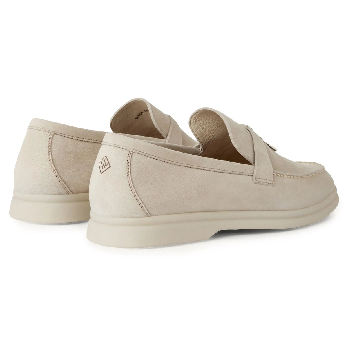 Loro Piana Summer Charms Walk Suede Pearl Powder Loafers