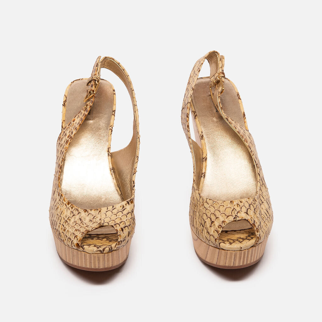 Miu Miu Yellow Snake Skin Wedge