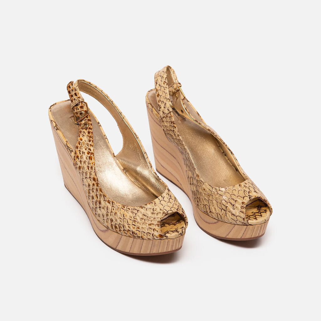 Miu Miu Yellow Snake Skin Wedge