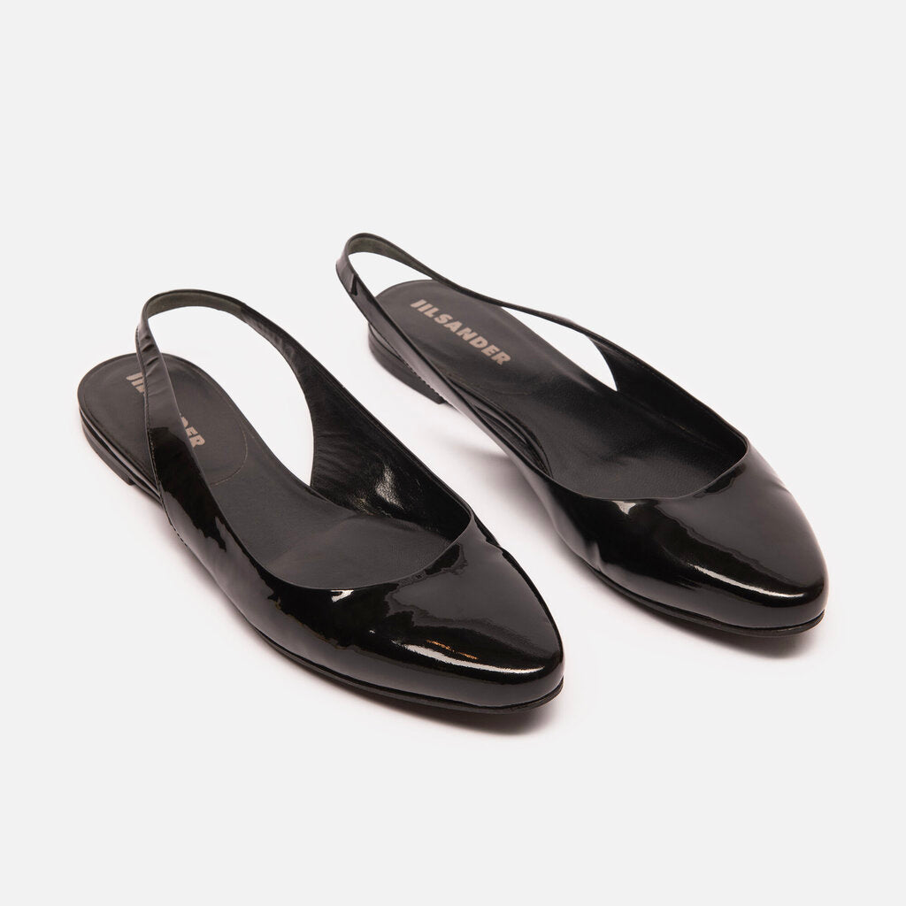 Jil Sander Jill Sander Black Patent Leather Slingback Shoes