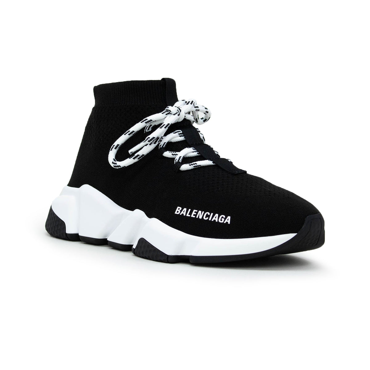 Balenciaga Speed Knit Lace Sock Black White - Women's Sneakers