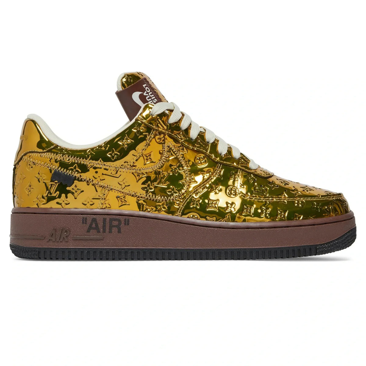 Louis Vuitton x Nike Air Force 1 Low Metallic Gold Sneakers