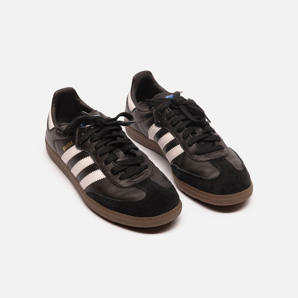 Adidas Black Leather Sambas Shoes